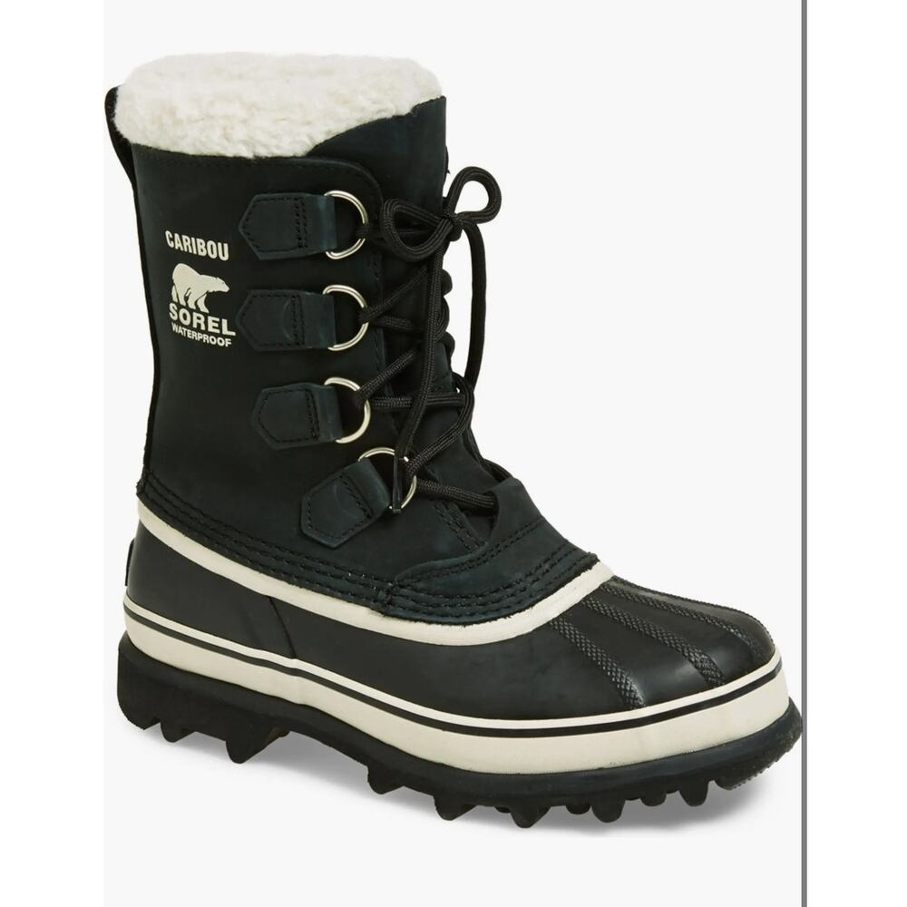 Sorel Caribou WP Women Snow Boot Black and White Size 10